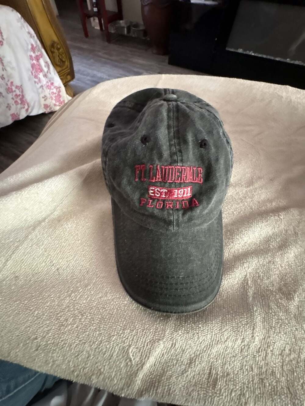 Old Dock Ft. Lauderdale Florida Est. 1911 Embroidered Distressed Baseball Cap